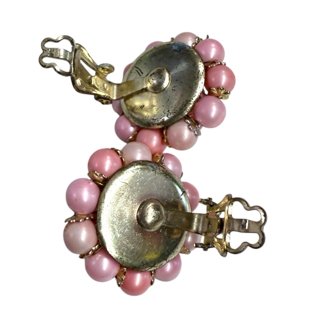 Vintage Japanese 3 Strand Pink Moonglow Pearls Necklace Matching Earrings - Picture 7 of 8